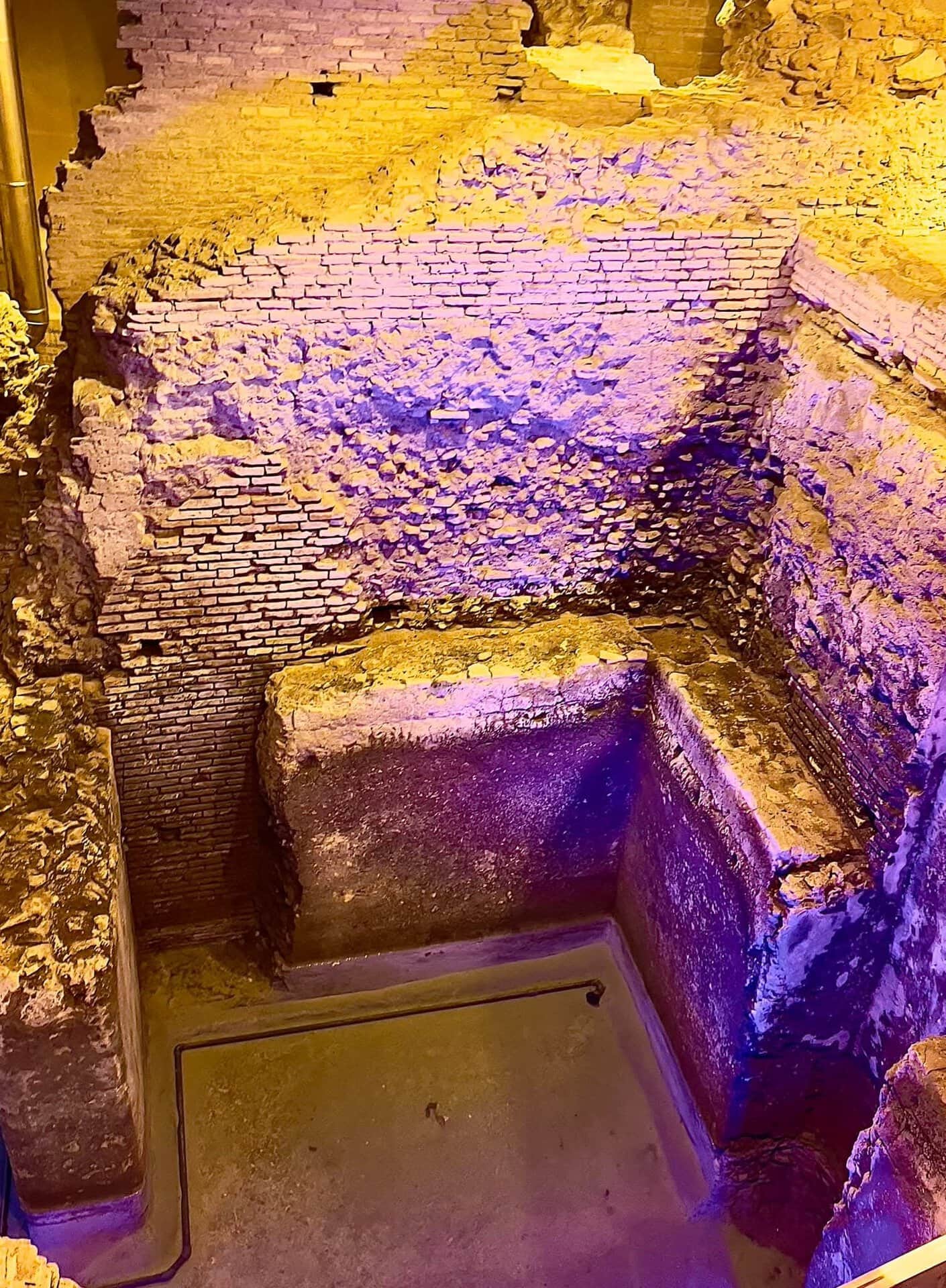 Archaeological passage inside an underground site in Rome