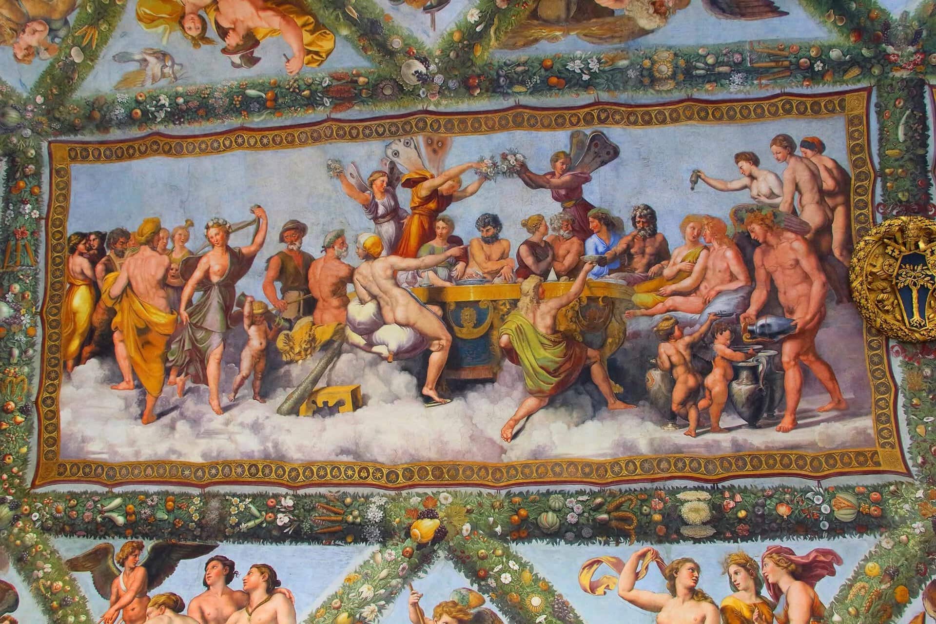 Renaissance fresco detail inside Villa Farnesina